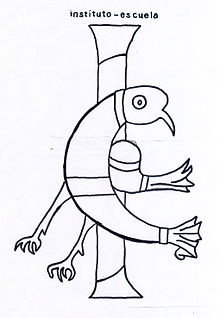 Dibujo de un pájaro, símbolo del Instituto Escuela